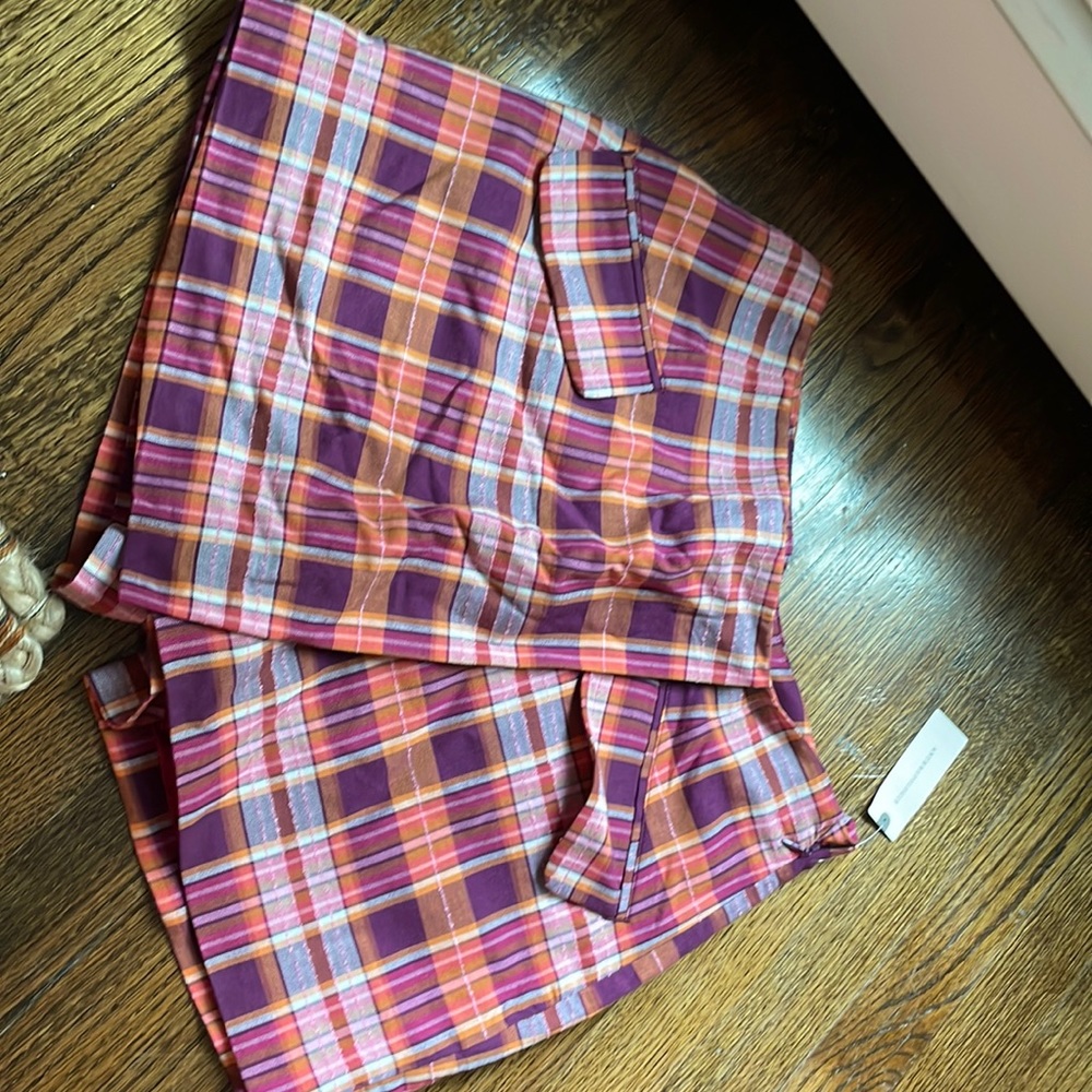 Maeve Plaid Shorts in Purple and Orange